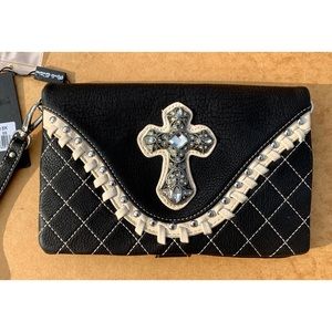 Black Faux leather 4 in 1 purse Wristlet